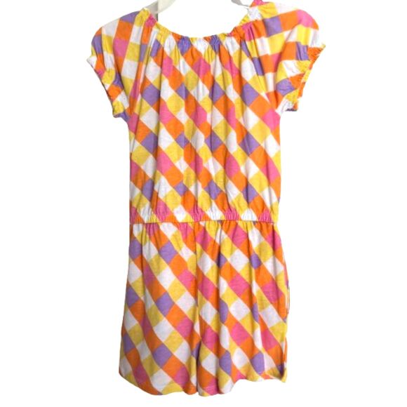 Extremely Me Girl's Size 7/8 Bright Colorful Plaid Side Pockets Romper - Picture 2 of 5